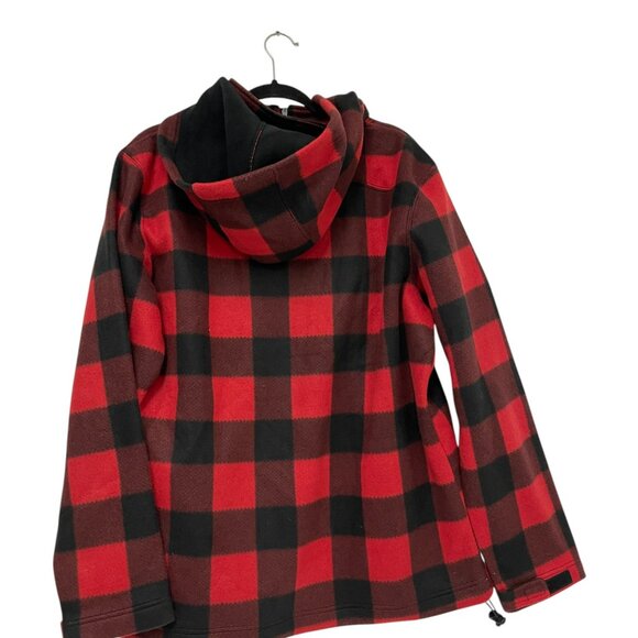 Northern Souvenirs Unisex Red Black Checkered Zip Up Canada Fleece Jacket Size L - Picture 2 of 13